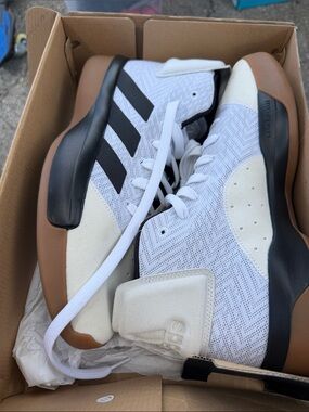 adidas White, Black & Gum Basketball Shoes